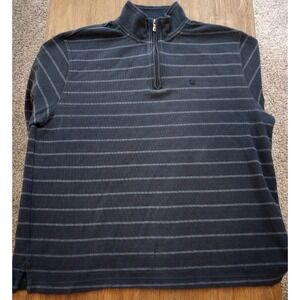 Izod Quarter 1/4 Zip Cotton Pullover Men's Size XL Blue Stripe